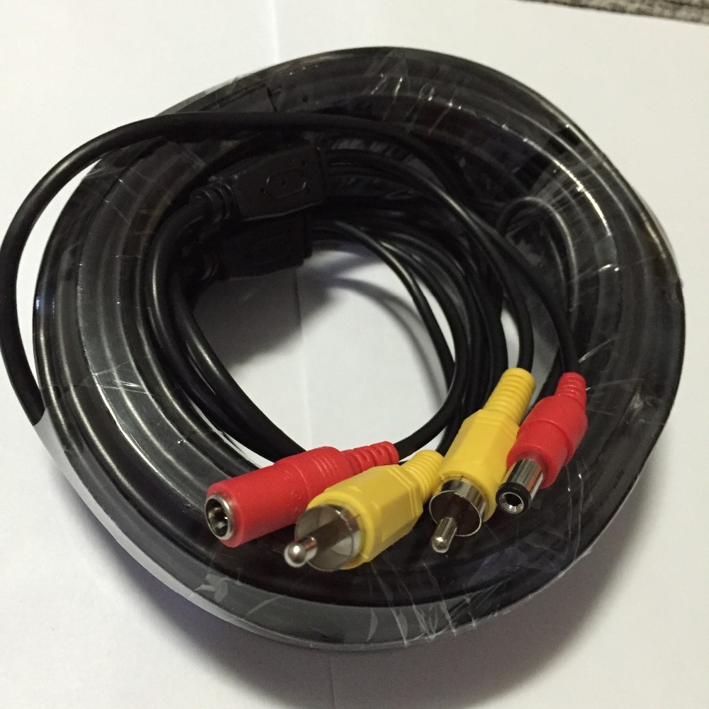 10m 15m 20m Video Power 5m RCA Cable For AHD 1080P CCTV Security Cameras 16ft DC 2.1 Cable Single RCA AHD DVR Systems