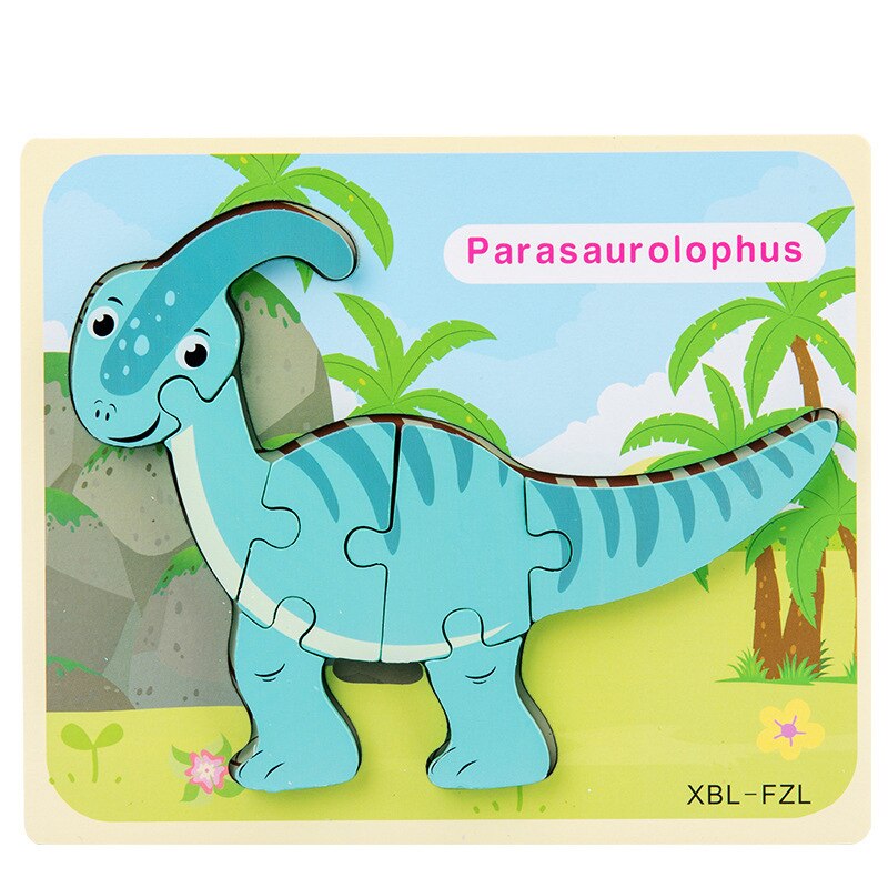 Dinosaur 3D Puzzle Early Educational Jigsaw Puzzle Cartoon Wooden Kids Toy for Boys Girls Montessori Toys: C