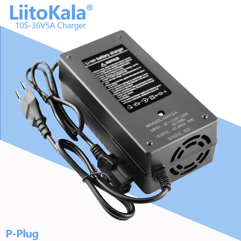 LiitoKala 48V 36V 13S 10S 2A 3A 5A Lithium-Ionen-Akku-Ladegerät Universal 42V 54,6V 5A AC DC Netzteiladapter: Black