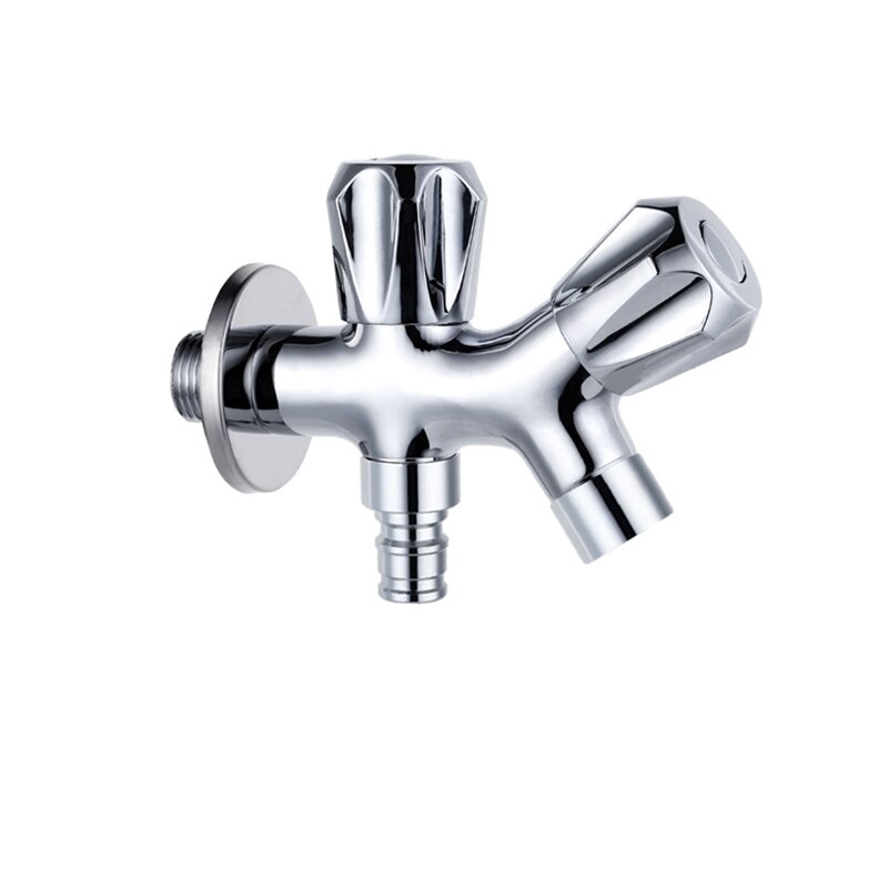 G1/2 'Bibcock 2 Water Outlet Wasmachine Kraan Tap Dubbele Uitloop Tuin Outdoor Water Tap messing Verchroomd