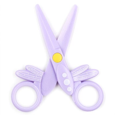 Ciseaux de sécurité en plastique dessin animé libellule forme mini manuel tête ronde étudiant papier coupe ciseaux pour enfants maternelle: VIOLET
