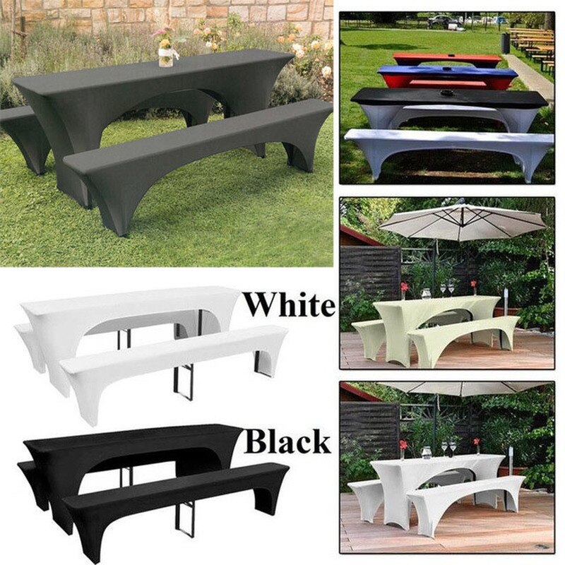 3 stuks/set elastische picknick biertafel en bankhoes bruiloft feest tafel stoelhoes effen kleur meubel beschermhoes