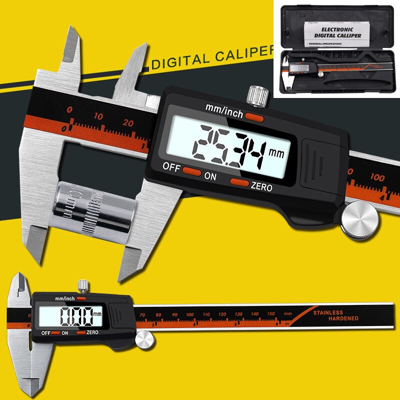 Plastic Head Digital Caliper Digital Display Electronic High-precision Vernier Caliper Stainless Steel 0-150mm Measurement Tool