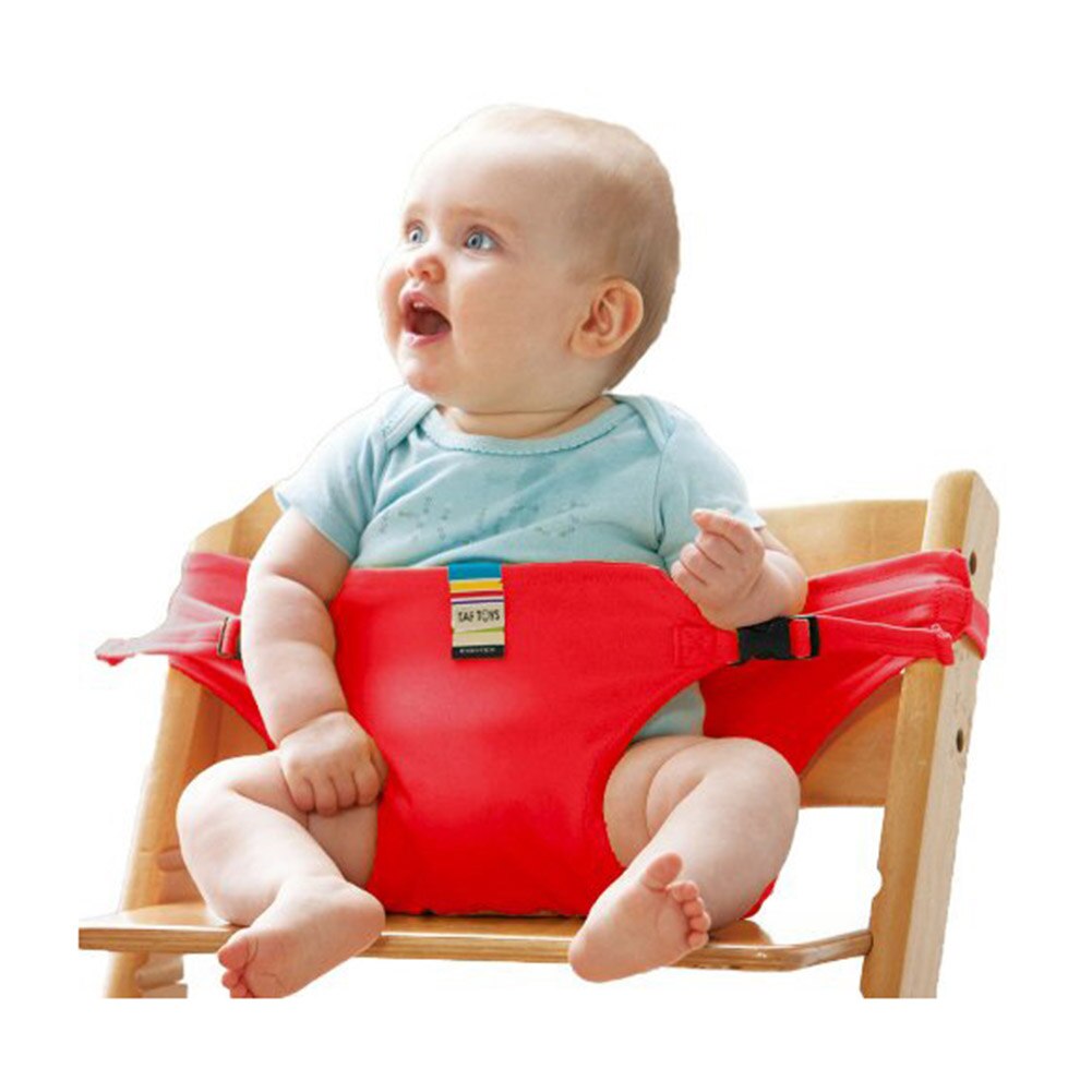 Rejse sammenfoldelig baby spisestue frokost stol baby fodring bælte spædbarn sikkerhed foran hold sikkerhedssele vaskbar baby sikkerhedssele til barn: Rød