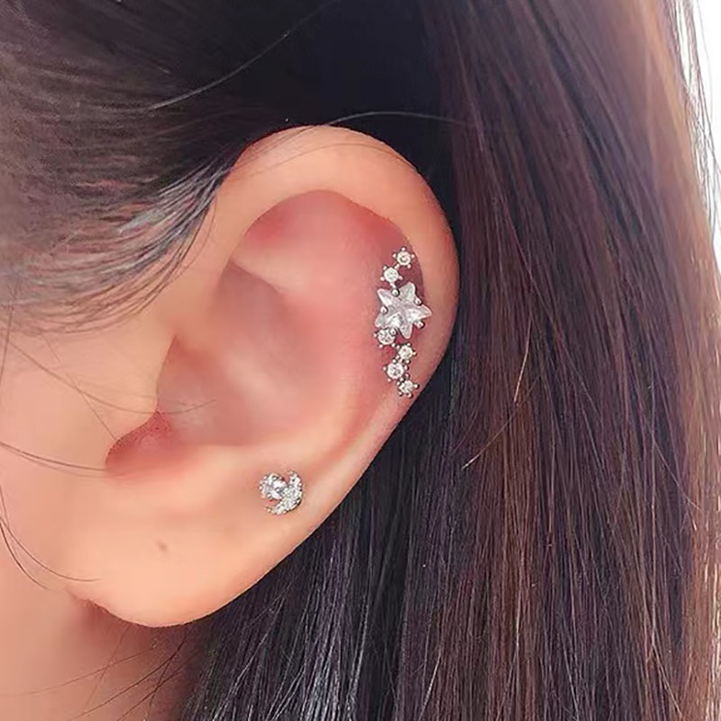 helix piercing øredobber til kvinner brusk øredobb targus helix lapp flat ørepiercing zirkon rustfritt stål smykker 1pc