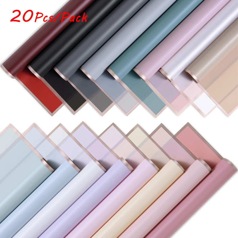 Carta per mazzo da fiorista impermeabile, carta da regalo per fiori freschi con bordo dorato, confezione regalo, artigianato fai-da-te, forniture per mazzo da fioraio