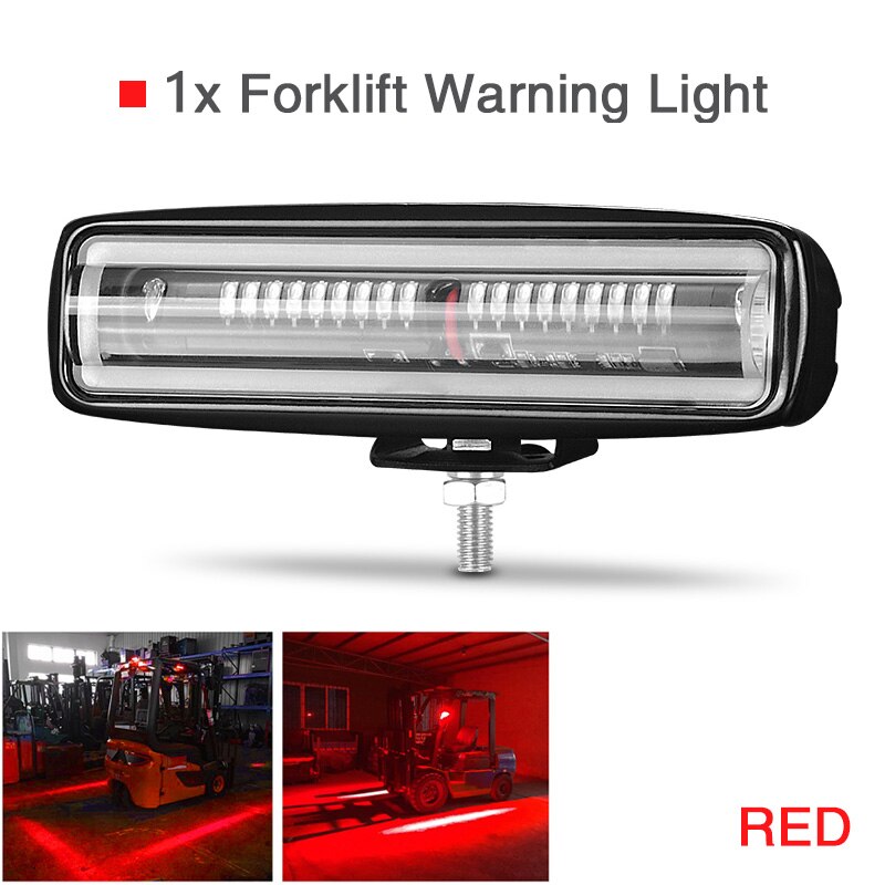 1/2pcs Black Forklift Safety Light 18W LED Security Indicator Light for Warehouse Pedestrian Red Blue linear Warning Spotlight: 1pc red light