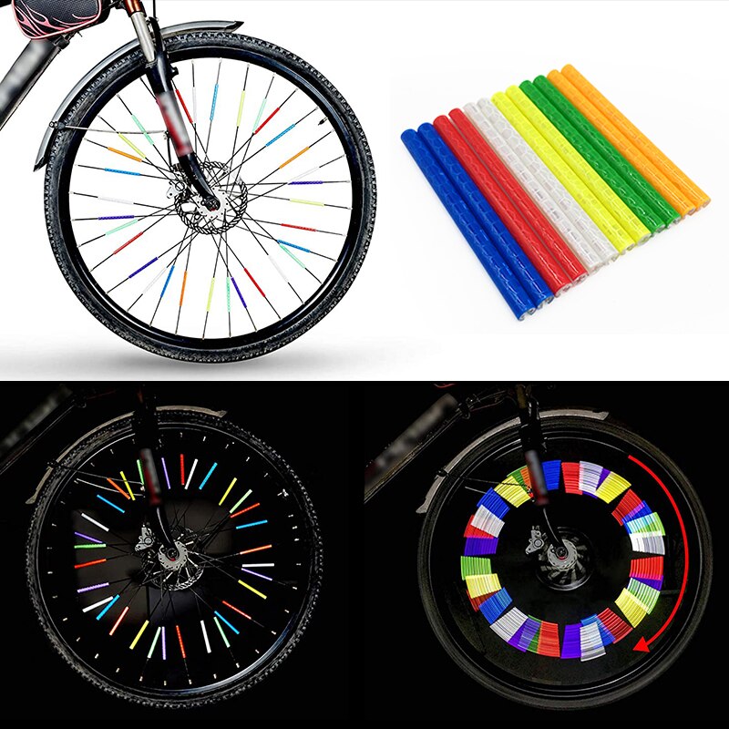 Voofeng 12 st cykelhjulfälg ekerfäste klämma rör varningsljusremsa vägsäkerhetsreflektor flerfärgad reflekterande eker