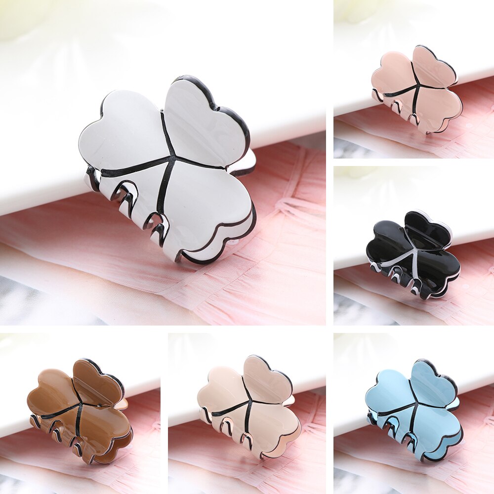 1 stuks Mini Acryl Klavertje Vier Haarspelden Vrouwen Kleurrijke Haar Klauwen Clips Clamp Haarspeldjes Haarspelden Styling Tools Accessoires
