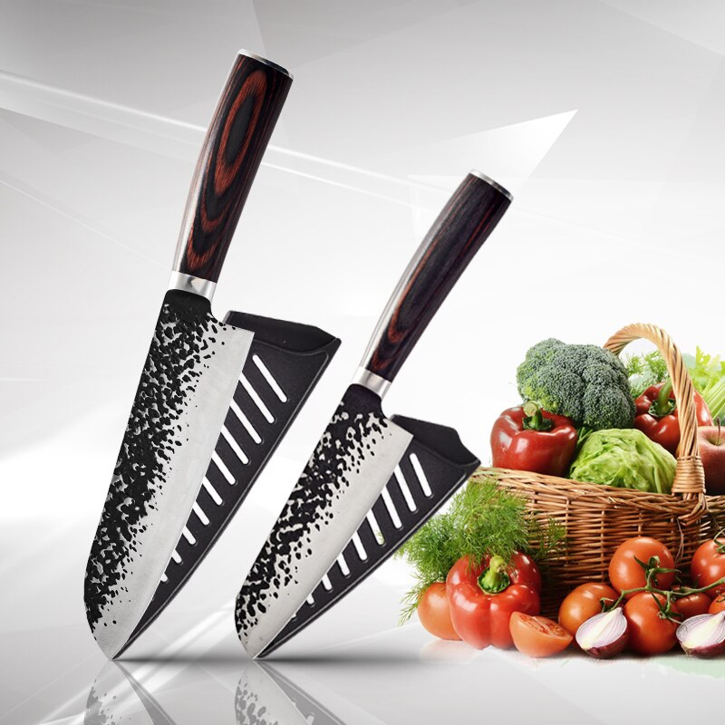 1806D Utility chef knife 8'' kitchen Knives-Set Sharp Cleaver kitchen tools Santoku Damascus Bread Knives Gif: 2 PCS Value set G