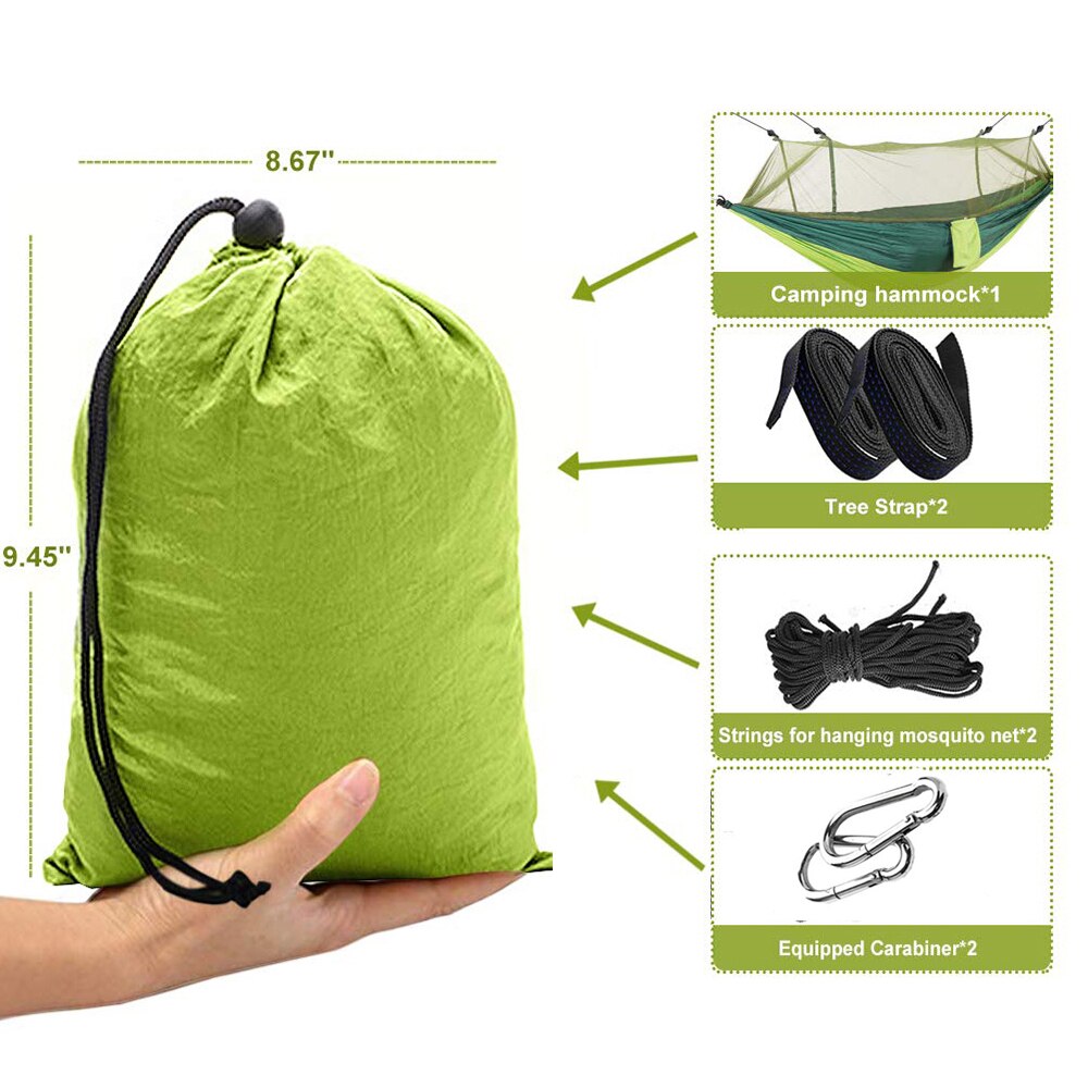 Rede de acampamento parachute mosquiteiro rede hammock portátil dupla pessoa pendurado dormir cama