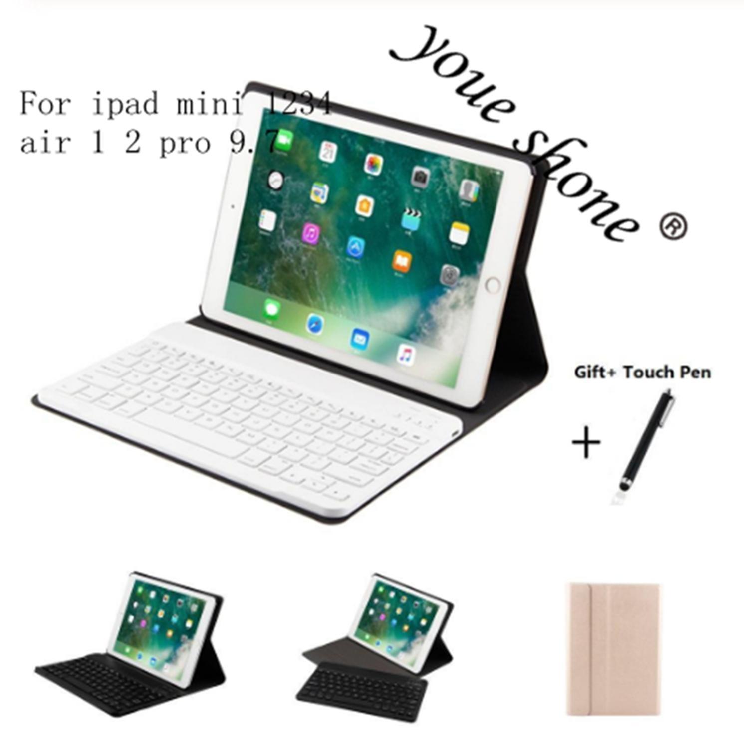 Split Leather Case Met Bluetooth Keyboard Case Voor Ipad Mini 1234