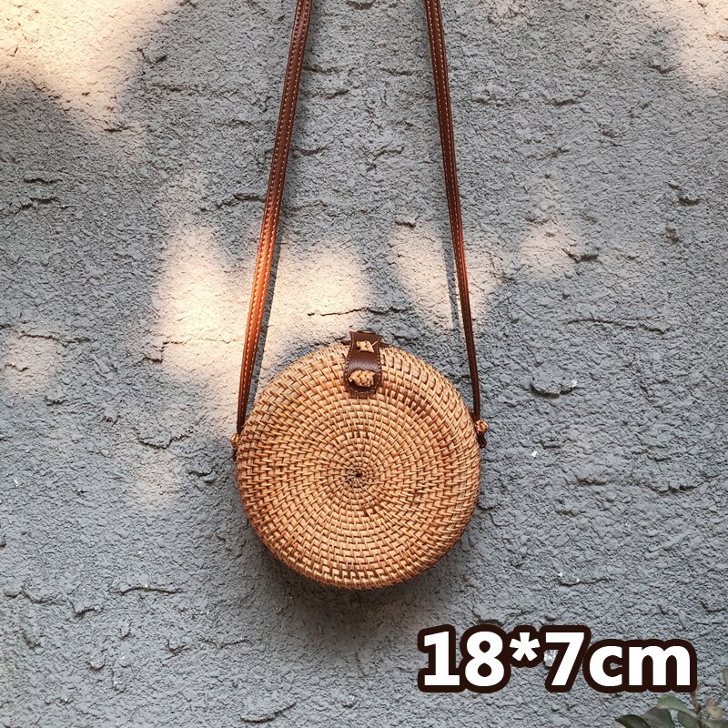 Stroh Strand Tasche Handarbeit Gewebt Runde Rattan Tasche Mit flechten aufbringen Frauen Sommer Bali Böhmen Schulter Tasche Handtaschen: Blau