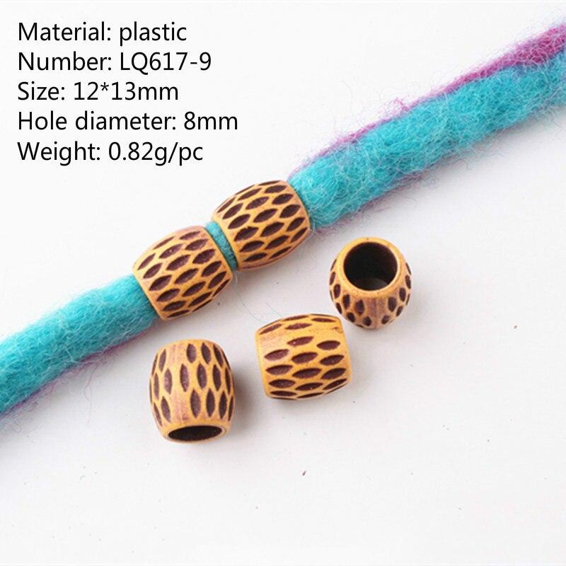 10 sztuk moda drewniane Retro warkocz strach blokada broda koralik z dużym otworem pierścień Tube narzędzie do modelowania akcesoria włosy plecione gumka do włosów: NO.9     10pcs