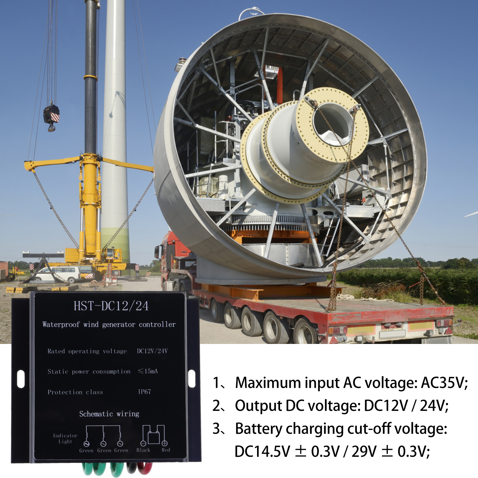 Contrôleur d'éolienne étanche universel 2000W, 12/24V, contrôleur de Charge de batterie, régulateur de tension, Charge MPPT