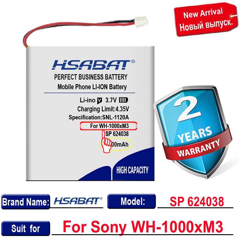 HSABAT 1800mAh SP 624038 Battery for Sony WH-1000xM3 WH-XB900N WH-CH710N