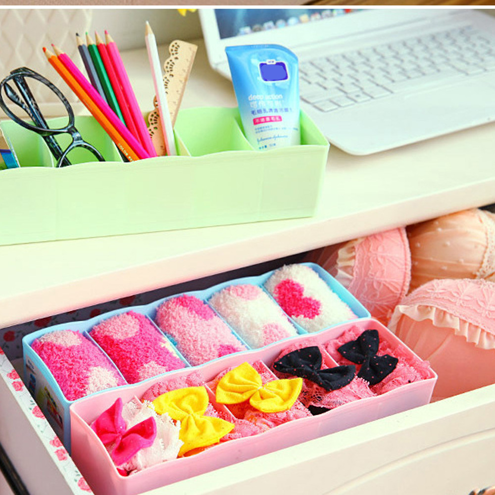 5 Cells Drawer Organizer Home Kitchen Storage Box For Bra Underwear Board Divider Makeup Tableware Storage Box Clothing Storage