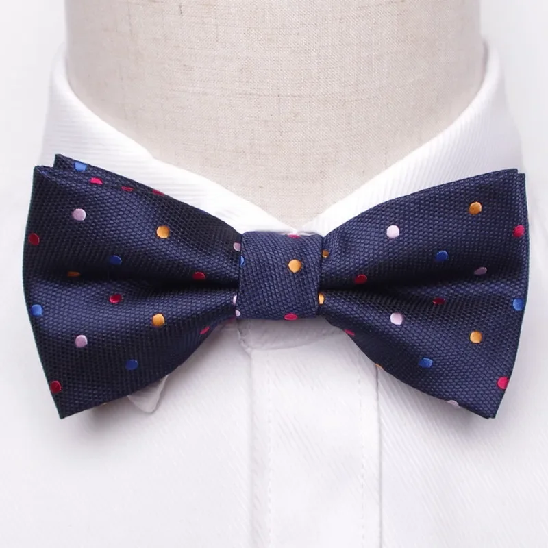 Laços pretos clássicos masculinos, gravata borboleta de poliéster, tecido, ponto, verificado, borboleta descascada, vestido de casamento, cão formal masculino, moda