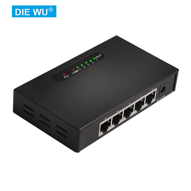 TXE042 Ethernet Switch, 5 Port Gigabit Unmanaged Metalen/Plastic Plug En Play Compact Met Loop Waarschuwing Ondersteuning 5-20V Input