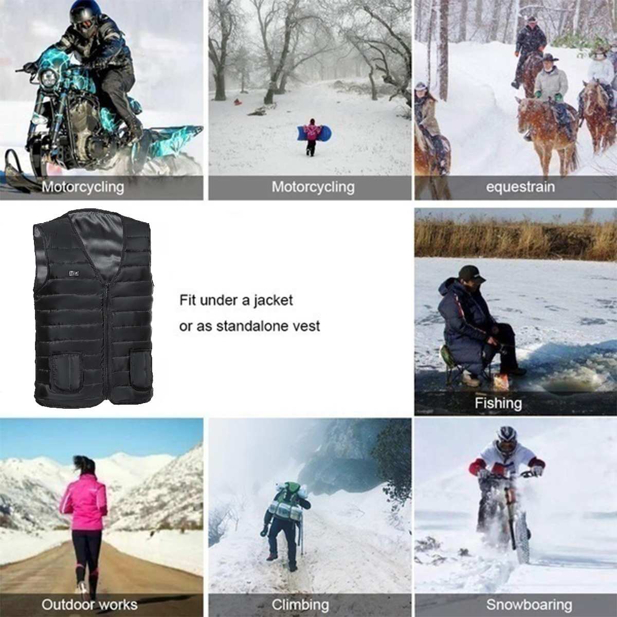 Dual Control Usb Infrarood Verwarming Vest Jas Winter Outdoor Camping Wandelen Wasbare Elektrische Thermische Kleding Warm Vest