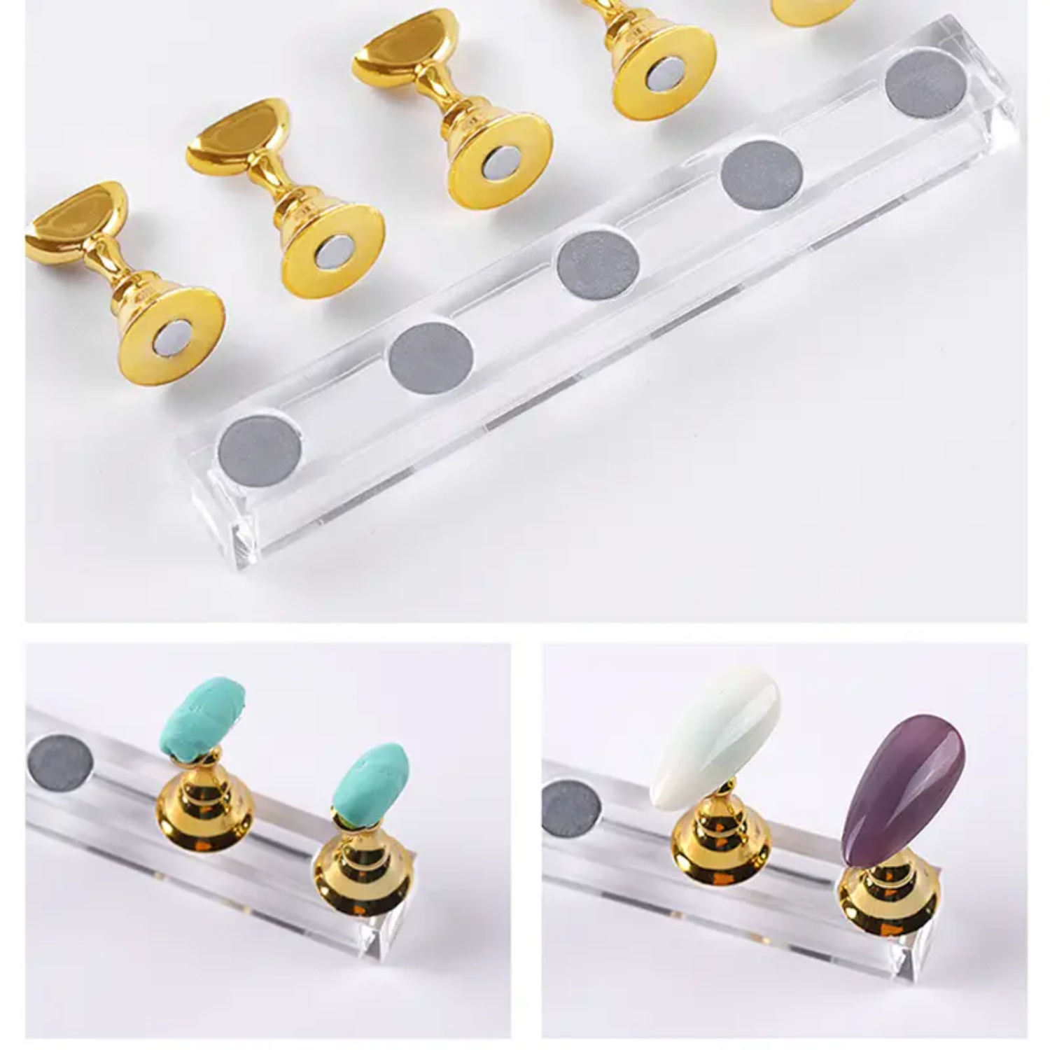 Silver Magnetic Press-on Nail Art Stand for Easy and Convenient Use - Stylish and Portable Nail Display Stand - Unique Magnetic