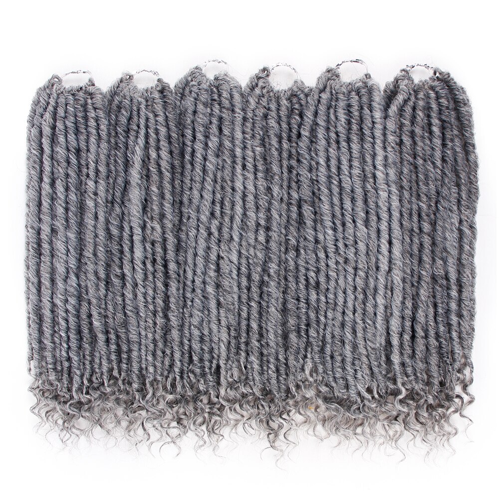 Goddess Locs Crochet Hair Faux Locs with Curly Ends Ombre Grey Goddess Faux Locs Hair Soft Synthetic Braiding Hair Extensions