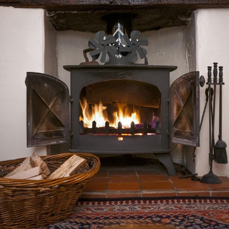 12 Blade Double Head Chimney Fan Wood Stove Fan Heat Powered Stove Top Fans for Gas Stove Electric Stove Wood Stove