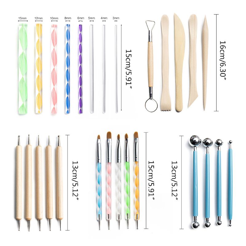 Set van 38 mandala-stippen voor het schilderen van steen, klei, aardewerk, kunst, knutselsjablonen en acrylstiften.