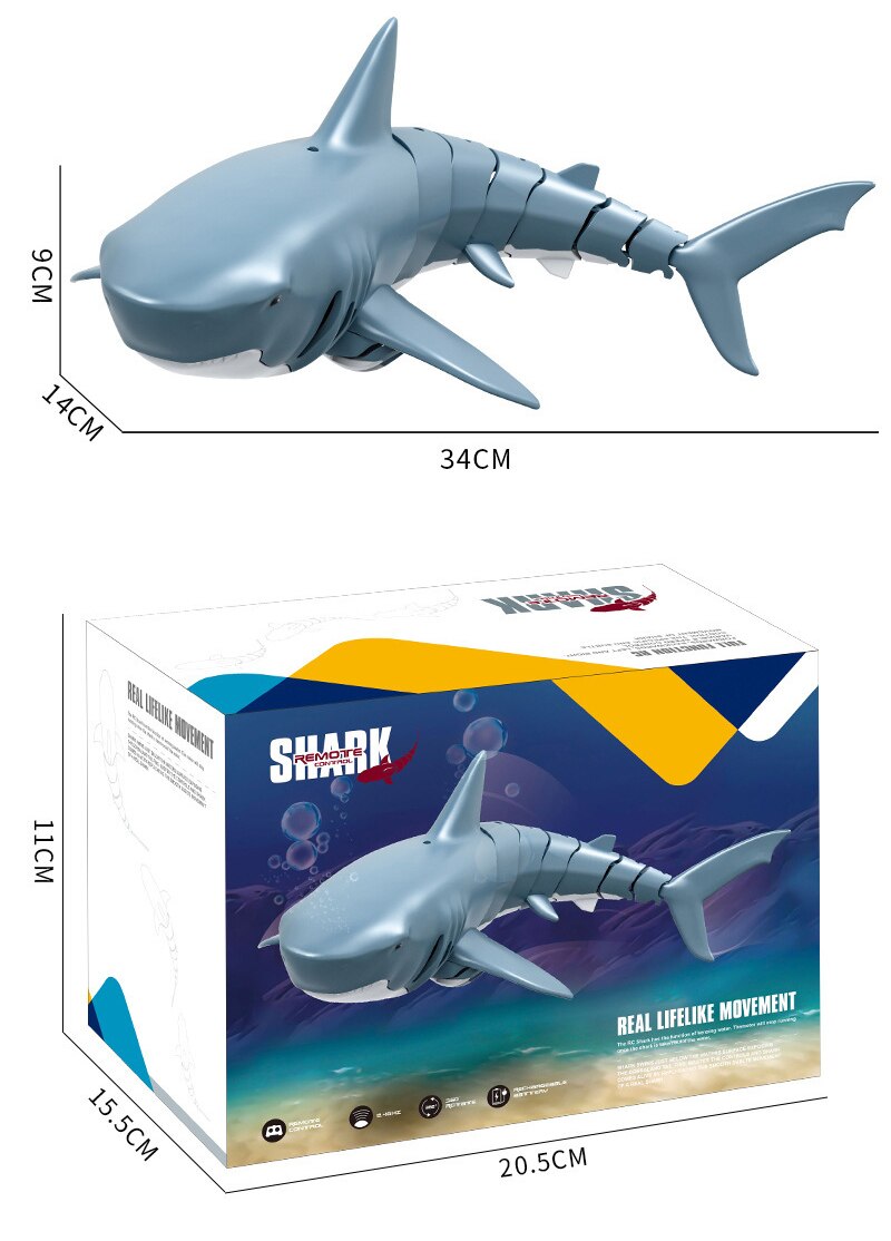 Remote Control Shark 1:16 RC Toys 2.4Ghz Shark Electric Simulation Boat Durable 4 Channel Fish Summer Water Tricky ABS Plastic