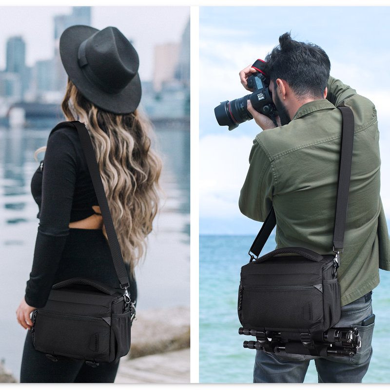 BAGSMART-Sac pour appareil photo avec support trépied, sacs initiés à la prolifération compacte pour DSLR SLR, étui à bandoulière étanche pour appareils photo