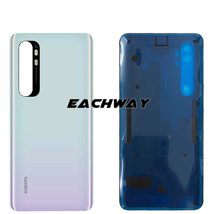 Zwart Nieuw Voor Xiaomi Mi Note 10 Lite Back Battery Cover Achter Glas Behuizing Deur Case Voor Xiaomi Note10 Lite terug Glas Panel: White No Lens