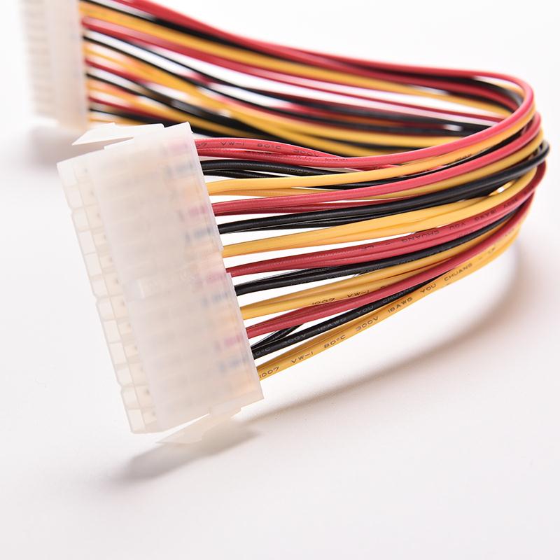 Colorido 30CM ATX 24 pines macho a 24 pines hembra fuente de alimentación Cable de extensión interno PSU TWA Cable conector de Cable de alimentación