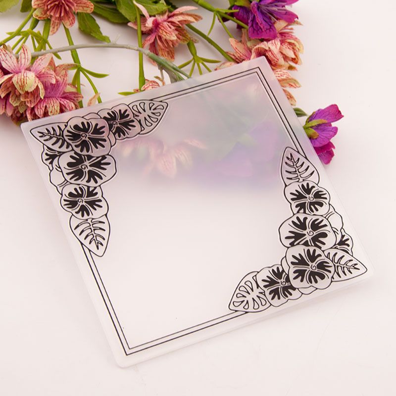 Flower Corner Plastic Embossing Folder Template DIY Scrapbook Photo Album Card