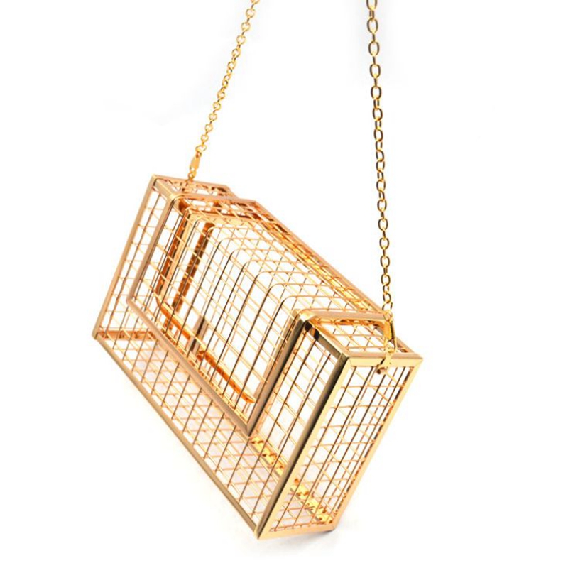 métal creux femmes épaule bandoulière sacs dames fête soirée sac de luxe femme sacs Cage sac à main embrayages
