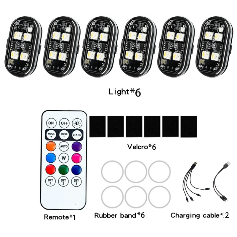 Luces estroboscópicas Led universales para aviones, luz de advertencia anticolisión para motocicleta, recargable por USB, Control remoto inalámbrico de 8 colores: changeable