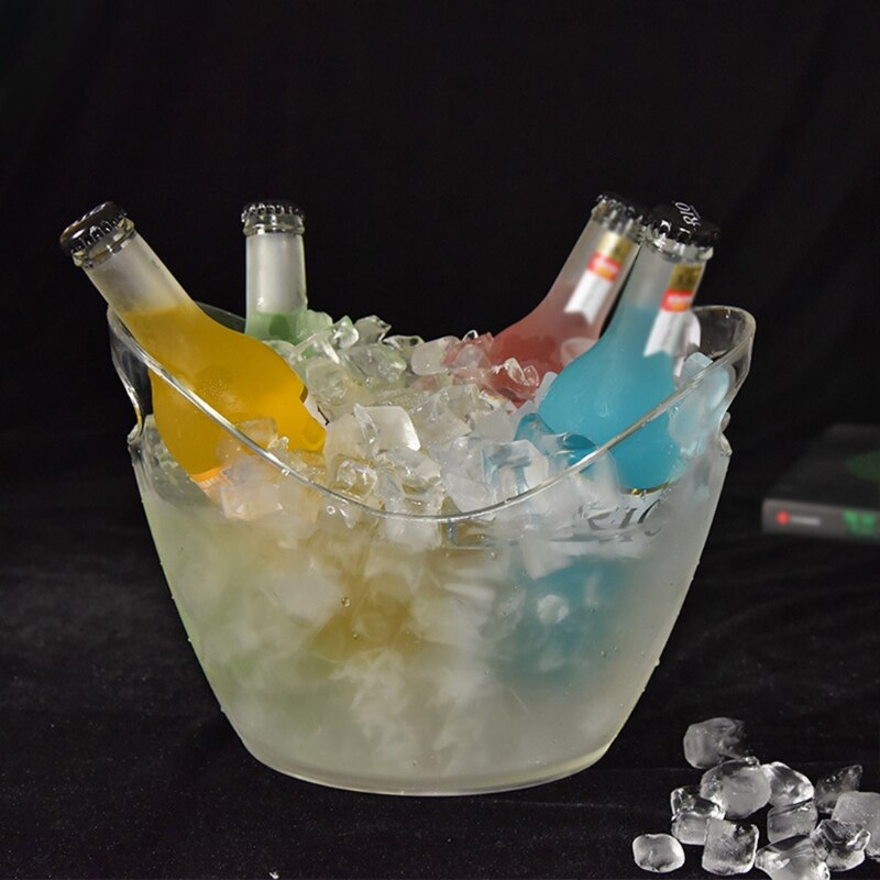 Transparent 4L Plastic Ice Bucket Bar Ingot Shape Wine Trough Water Entertainment Stand Wine Holder Glass Wine Bottle