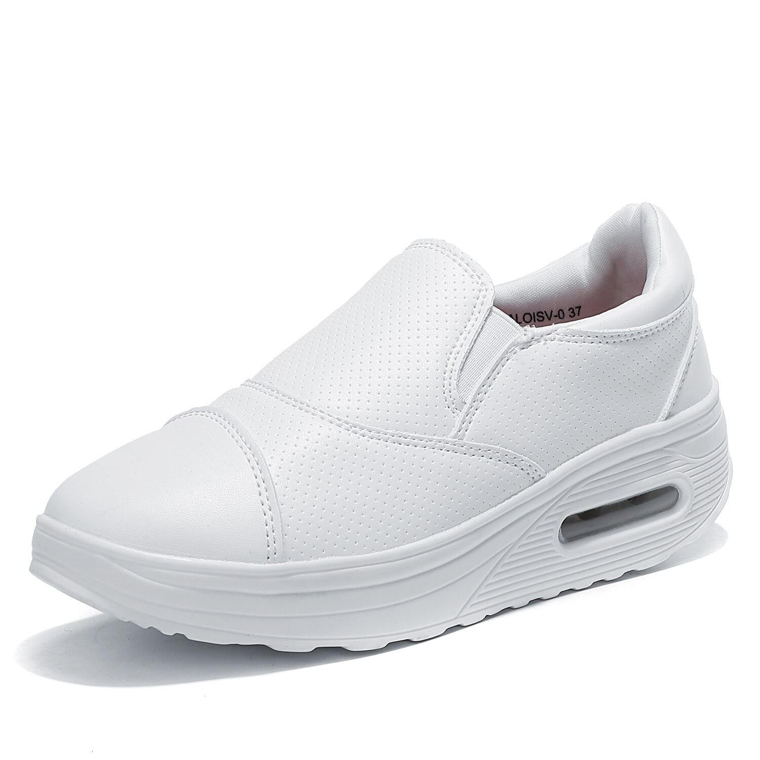 Waterproof Leather Platform Sneakers Women Air Cushion Swing Shoes White Nurse Shoes Slip-resistant Plus Size 42 Fitness Shoes: white platform shoes / 8.5