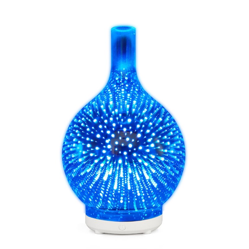 3D Vuurwerk Glas Usb Luchtbevochtiger Met 7 Kleur Led Nachtlampje Aroma Essentiële Olie Diffuser Cool Mist Maker Voor home Office