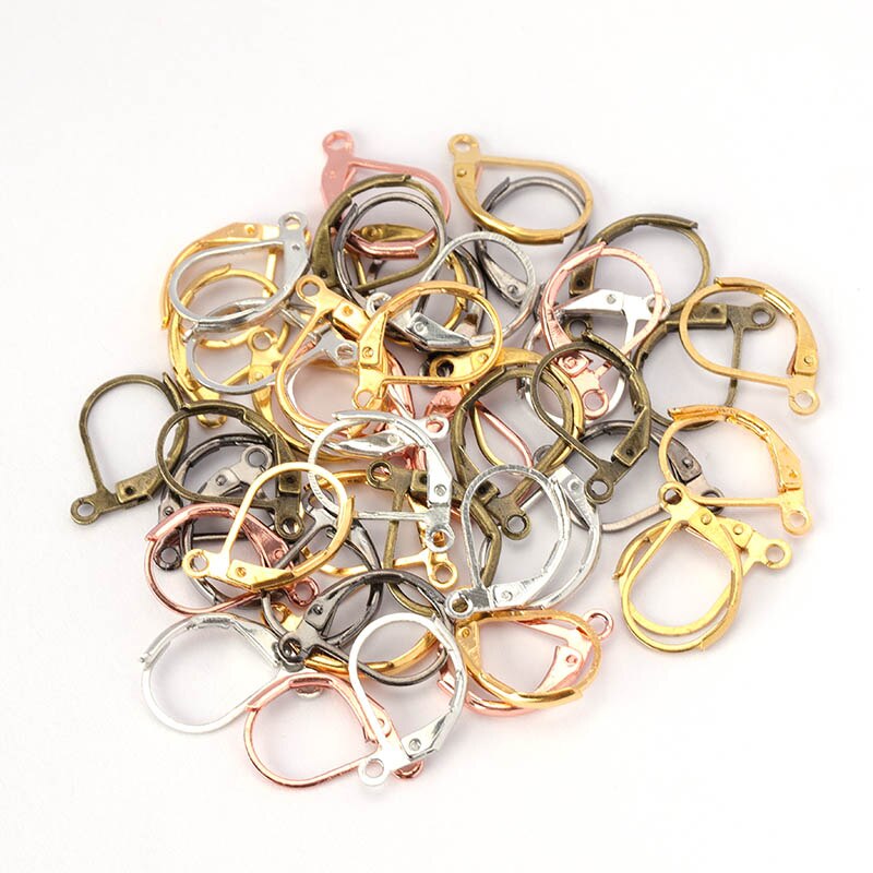 50 Stks/partij 15X10 Mm Zilver Goud Franse Lever Earring Haken Draad Instellingen Base Hoops Oorbellen Voor Diy sieraden Maken