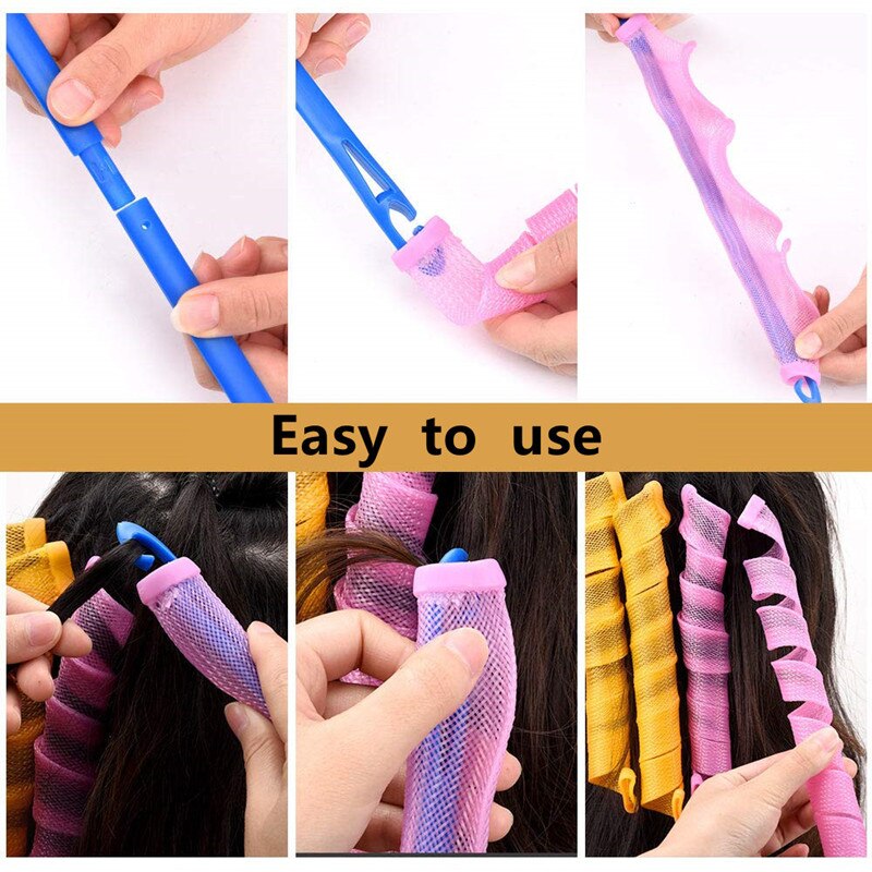 Bigoudis magiques en spirale de 55cm, 40 pièces/paquet, Kit de coiffure sans chaleur, rouleau pour cheveux longs, pour la plupart des types de coiffure