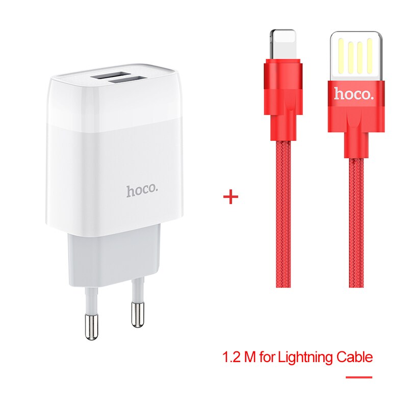 HOCO Dual USB Ladegerät Ladegerät 5V 2,4 A Eu-stecker Tragbare für iPhone 11 Pro Samsung Xiaomi redmi hinweis 8 Lade Doppel Adapter