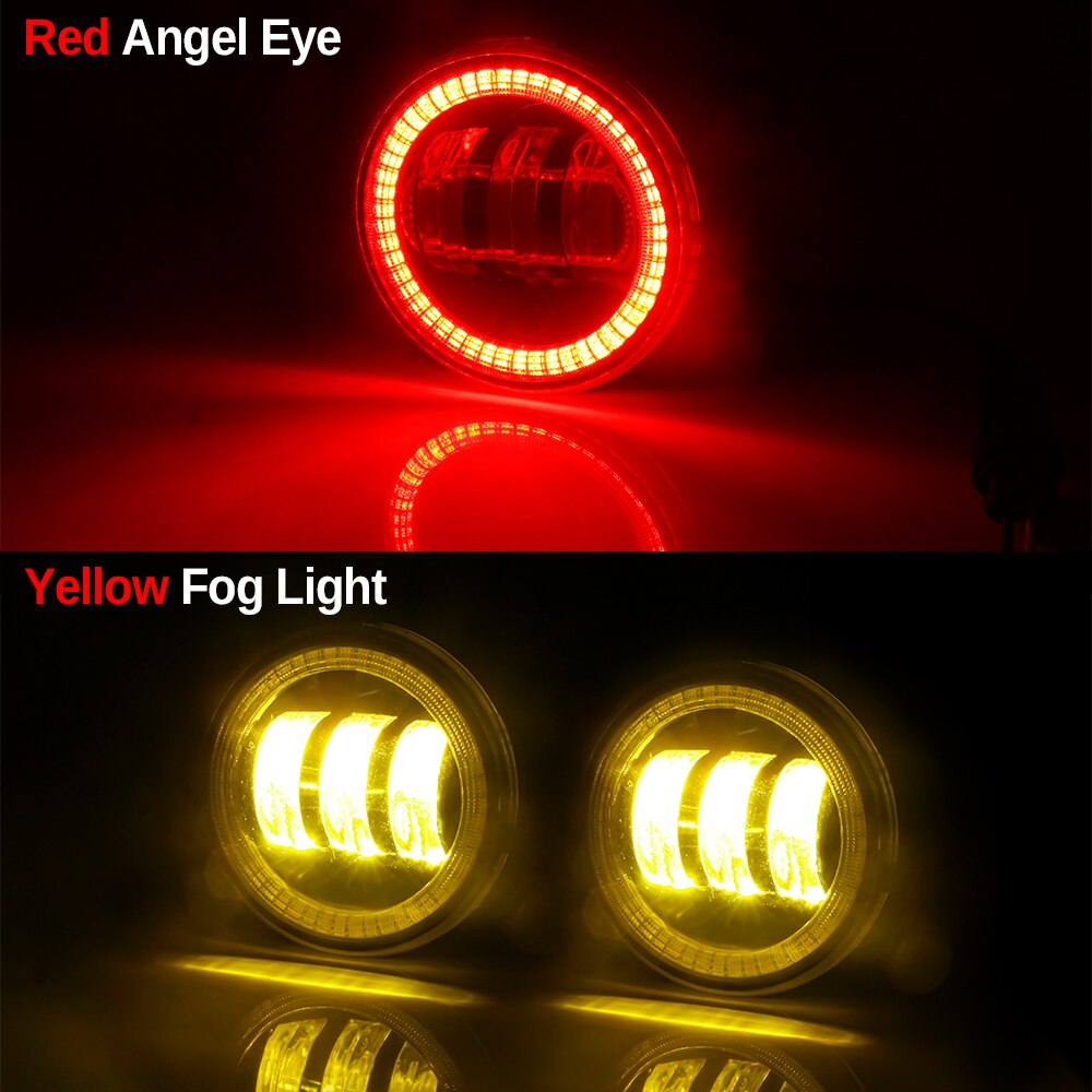 2 X Angel Eye Mistlamp Auto Led Lens Fog Driving Lamp Drl 12V Voor Dacia Duster Solenza Logan sandero Lincoln Mazda Scion FR-S: Red and Yellow