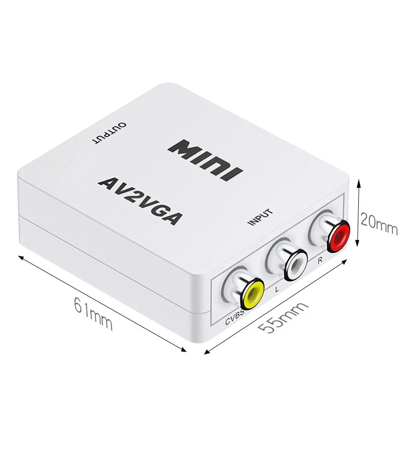Convertidor AV 3RCA CVBS a VGA con Audio de 3,5mm, compatible con PAL NTS 3,5 AUX VGA a AV, adaptador de vídeo para TV, decodificador, Monitor, PC