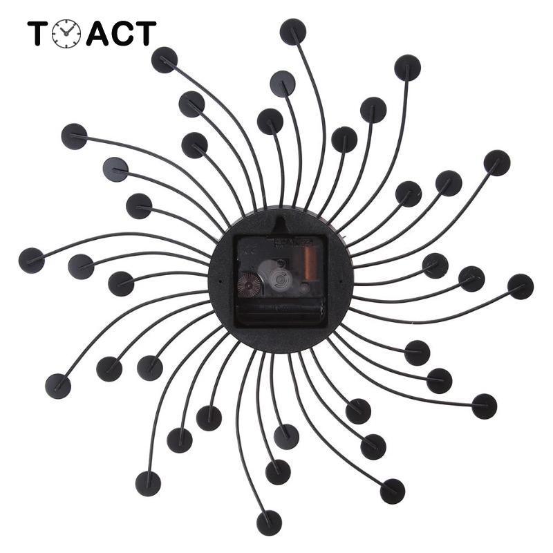 33cm Vintage Metal Crystal Sunburst Wall Clock Luxury Diamond Large Wall Clock Morden Silent Clocks for Home Decor