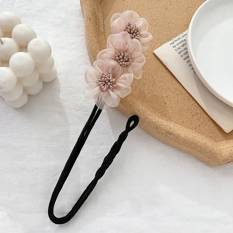 Shell Flower Magic Bun Maker Flower Bud Head Bun Maker Bow Pearl Hair Pin Lazy Hair Dish Artifact Women Hair Styling Braiders: DEEP BLUE