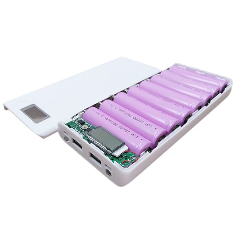 Diy 8x18650 bateria portátil power bank caso escudo caixa display lcd duplo usb caixa de banco de potência