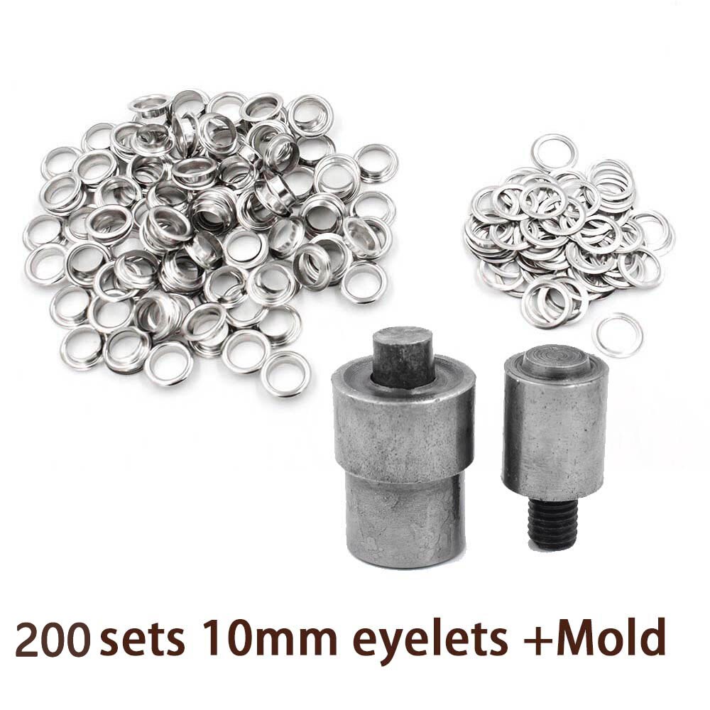 200 œillets métalliques de diamètre intérieur, 10mm, patchs, couture, accessoires pour vêtements, sacs et chaussures: 200sets and molds
