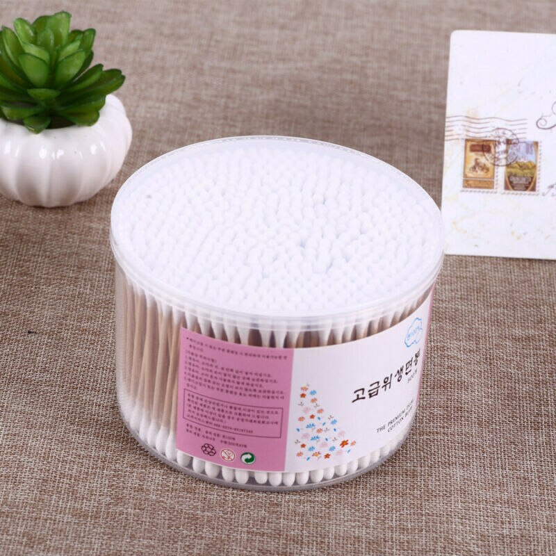 500 Pcs Makeup Disposable Double Tip Cotton Buds Applicator Wooden Swabs Q-tips
