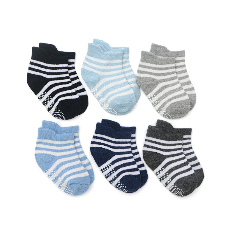 6 Paar/set Kids Baby Meisje Sokken Anti-Slip Baby Boy Sokken Elastische Gebreide Katoenen Sokken