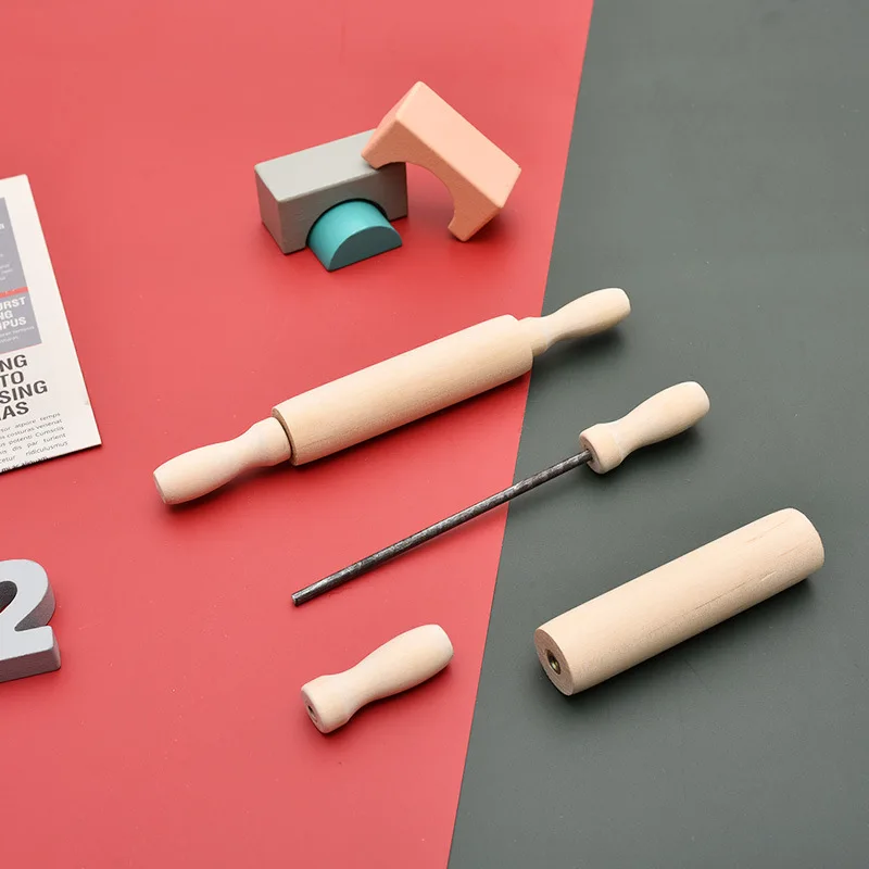 Mini madeira maciça rolando pinos, madeira natural rolando, acessórios de cozinha, ferramentas de cozimento, artesanato